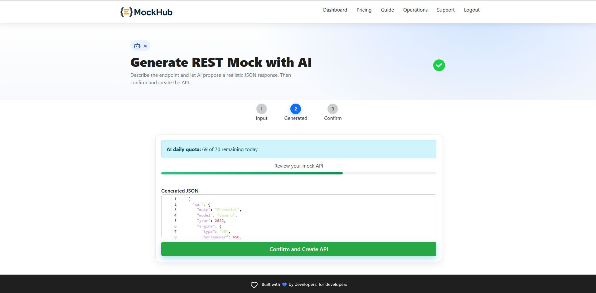 Generated JSON body preview