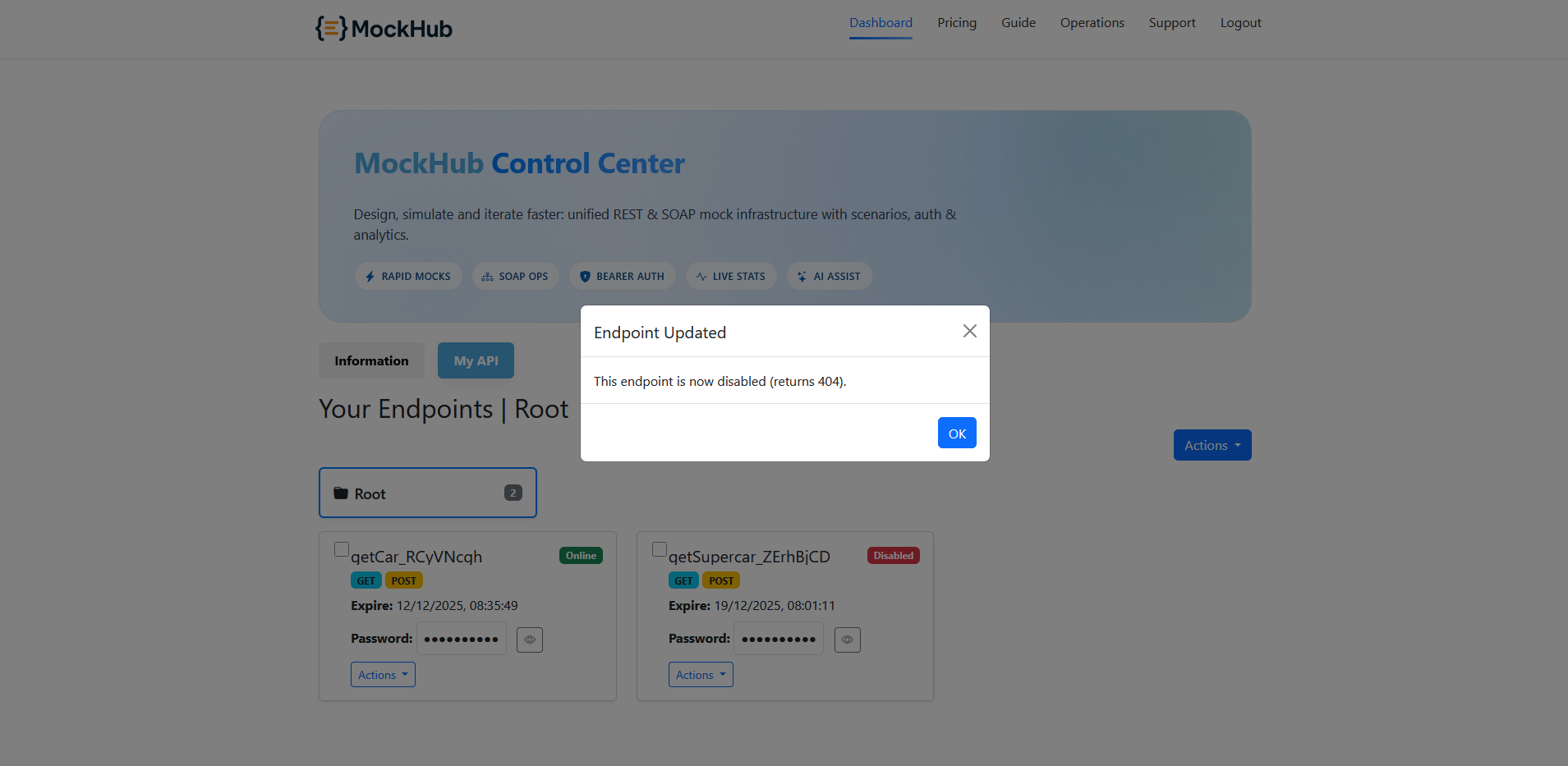 Disable confirmed popup