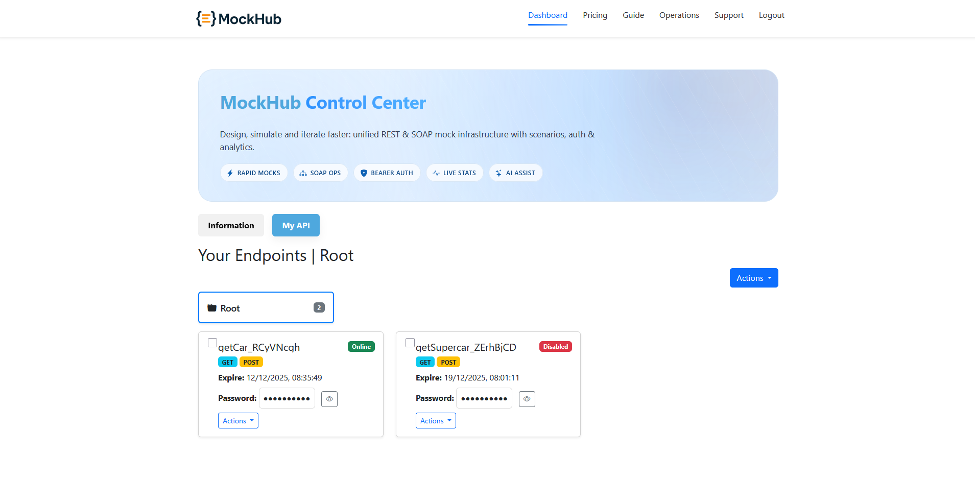 Endpoint card showing Offline status